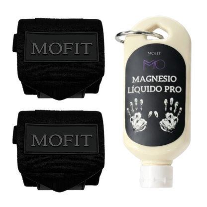 Muñequeras All Black 4mm + Magnesio Portátil