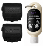 Muñequeras All Black + Magnesio Portátil + Envío GRATIS